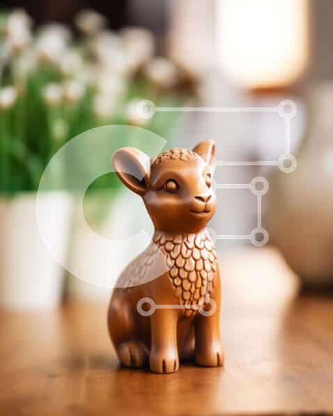 Σετ των 2 Intra Συλλεκτικό Ξύλινο Παζλ Plywood  4mm - Μικρό καφέ αγαλμάτιο ζώου στο τραπέζι Σε Ξύλινο Κουτί - Διαστάσεις: 10x10 cm – 25 κομμάτια