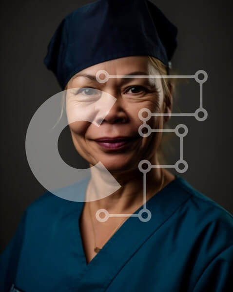 Intra Συλλεκτικό Ξύλινο Παζλ Plywood  4mm - Χαμογελώντας ηλικιωμένη Ασιάτισσα με ιατρική ενδυμασία Σε Ξύλινο Κουτί - Διαστάσεις Puzzle: 10x10 cm – 25 κομμάτια