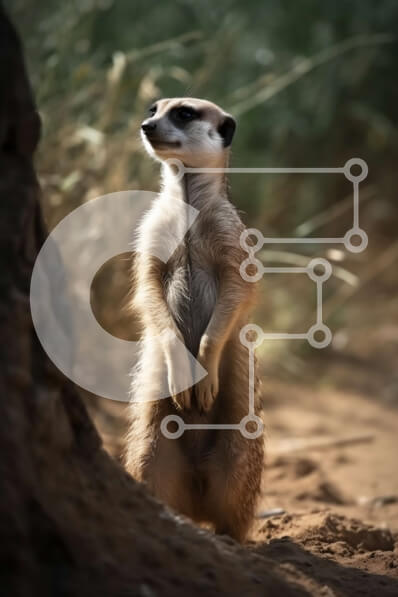 Σετ των 2 Intra Συλλεκτικό Ξύλινο Παζλ Plywood  4mm - Αξιολάτρευτο Meerkat στον κορμό δέντρου στη Μποτσουάνα Σε Ξύλινο Κουτί - Διαστάσεις: 10x10 cm – 25 κομμάτια