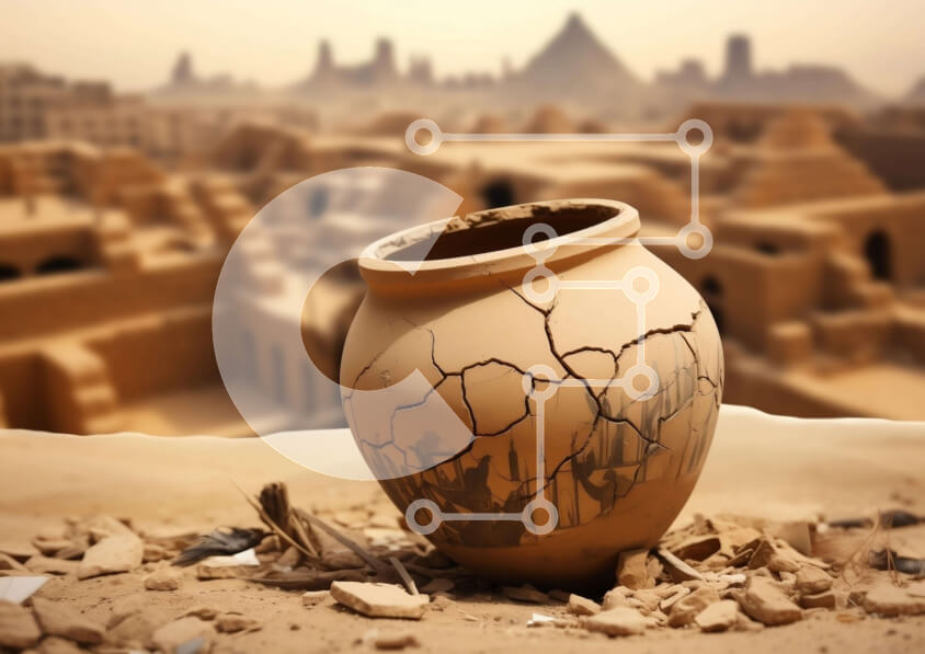 Intra Συλλεκτικό Ξύλινο Παζλ Plywood  4mm - Ερείπια αρχαίας πόλης με ραγισμένη γλάστρα Σε Ξύλινο Κουτί - Διαστάσεις Puzzle: 10x10 cm – 25 κομμάτια