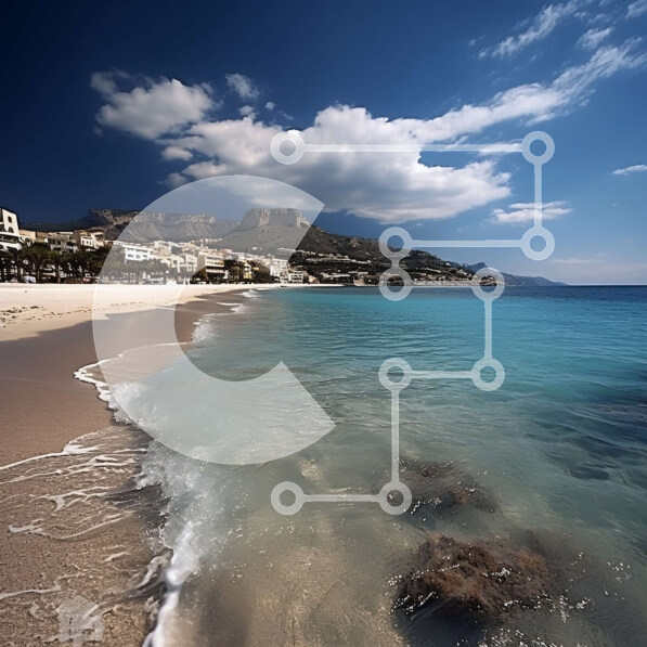 Intra Συλλεκτικό Ξύλινο Παζλ Plywood  4mm - Γαλήνια εικόνα μιας παραλίας με χιονισμένα βουνά στο φόντο Σε Ξύλινο Κουτί - Διαστάσεις: 10x10 cm – 25 κομμάτια