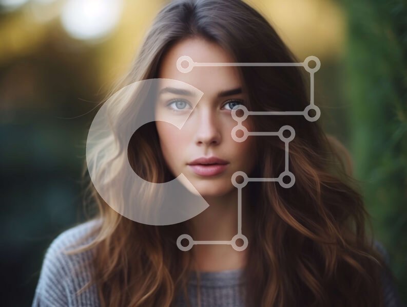 Intra Συλλεκτικό Ξύλινο Παζλ Plywood  4mm - Σοβαρό πορτρέτο μιας νεαρής γυναίκας με γκρι πουλόβερ Σε Ξύλινο Κουτί - Διαστάσεις Puzzle: 10x10 cm – 25 κομμάτια