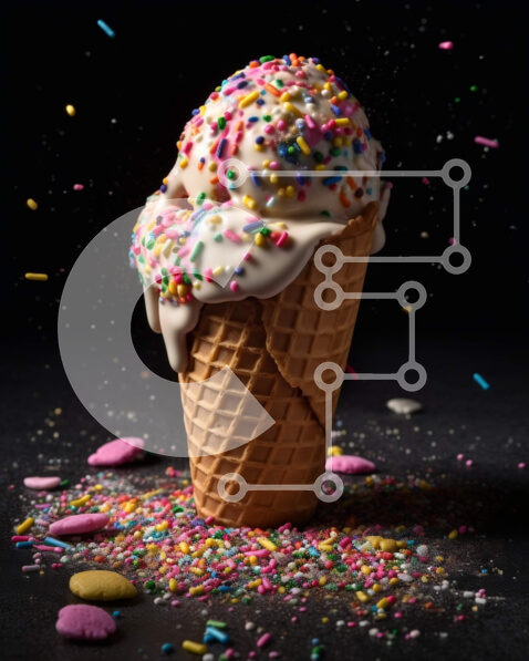 Σετ των 2 Intra Συλλεκτικό Ξύλινο Παζλ Plywood  4mm - Νόστιμο χωνάκι παγωτού με ψεκασμούς σε μαύρο φόντο Σε Ξύλινο Κουτί - Διαστάσεις: 10x10 cm – 25 κομμάτια