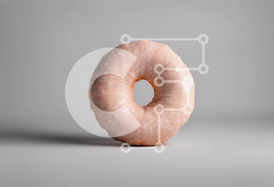 Σετ των 2 Intra Συλλεκτικό Ξύλινο Παζλ Plywood  4mm - Ροζ γυαλισμένο ντόνατ σε γκρι φόντο Σε Ξύλινο Κουτί - Διαστάσεις: 10x10 cm – 25 κομμάτια