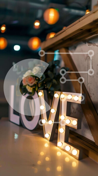 Intra Συλλεκτικό Ξύλινο Παζλ Plywood  4mm - Φωτισμένα ερωτικά γράμματα με λουλούδια και φώτα Σε Ξύλινο Κουτί - Διαστάσεις Puzzle: 10x10 cm – 25 κομμάτια