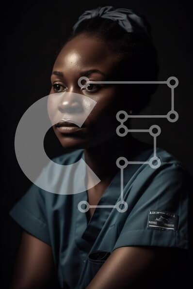 Intra Συλλεκτικό Ξύλινο Παζλ Plywood  4mm - Σοβαρή Αφροαμερικανίδα με μπλε τρίβει με σγουρά μαλλιά Σε Ξύλινο Κουτί - Διαστάσεις Puzzle: 10x10 cm – 25 κομμάτια