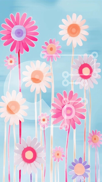 Σετ των 2 Intra Συλλεκτικό Ξύλινο Παζλ Plywood  4mm - Πολύχρωμο μπουκέτο μαργαρίτες σε ροζ, μωβ και πορτοκαλί χρώμα με μπλε ουρανό Σε Ξύλινο Κουτί - Διαστάσεις: 10x10 cm – 25 κομμάτια