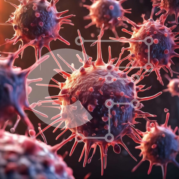 Intra Συλλεκτικό Ξύλινο Παζλ Plywood  4mm - τρισδιάστατη εικόνα κόκκινου και ροζ μολυσματικών μικροοργανισμών Σε Ξύλινο Κουτί - Διαστάσεις Puzzle: 10x10 cm – 25 κομμάτια