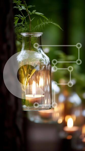 Σετ των 2 Intra Συλλεκτικό Ξύλινο Παζλ Plywood  4mm - Λαμπερά φανάρια κεριών που κρέμονται από κλαδιά δέντρων Σε Ξύλινο Κουτί - Διαστάσεις: 10x10 cm – 25 κομμάτια