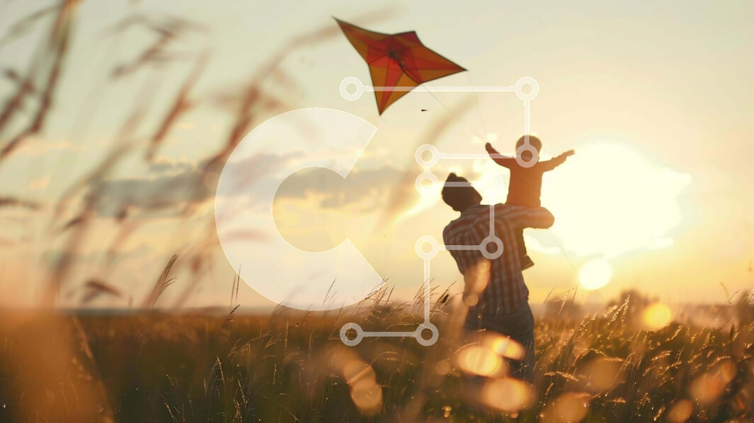 Intra Συλλεκτικό Ξύλινο Παζλ Plywood  4mm - Πατέρας και παιδί που πετούν χαρταετό στο ηλιοβασίλεμα Σε Ξύλινο Κουτί - Διαστάσεις: 10x10 cm – 25 κομμάτια