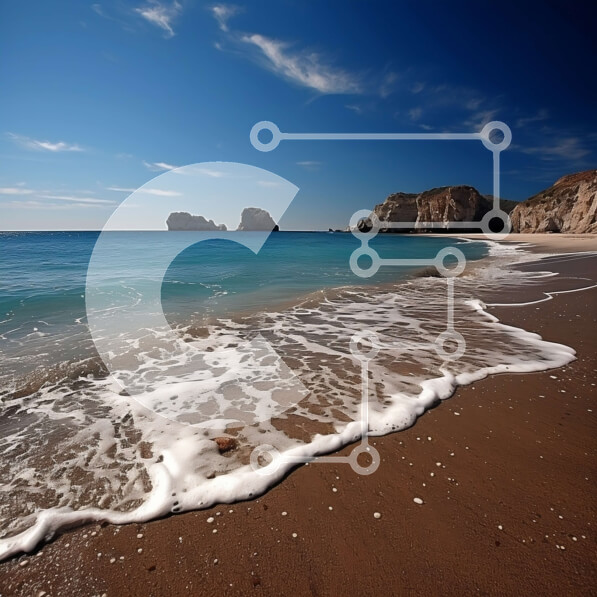 Intra Συλλεκτικό Ξύλινο Παζλ Plywood  4mm - Όμορφη εικόνα μιας παραλίας με βράχους και κύματα ενάντια σε γαλάζιο ουρανό και σύννεφα Σε Ξύλινο Κουτί - Διαστάσεις: 10x10 cm – 25 κομμάτια