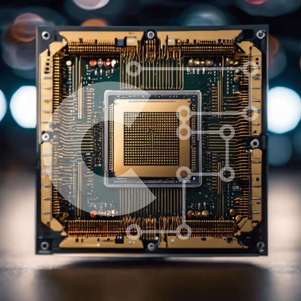 Intra Συλλεκτικό Ξύλινο Παζλ Plywood  4mm - Κοντινό πλάνο του τσιπ υπολογιστή με θολό φόντο Σε Ξύλινο Κουτί - Διαστάσεις Puzzle: 10x10 cm – 25 κομμάτια