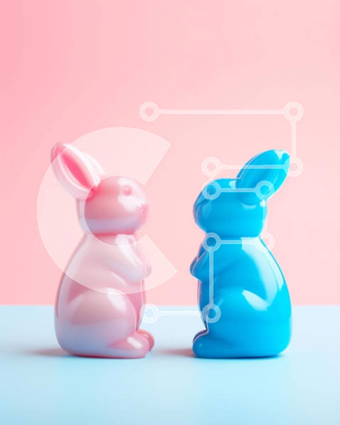 Intra Συλλεκτικό Ξύλινο Παζλ Plywood  4mm - Φιγούρες κουνελιών με θέμα το Πάσχα σε ροζ φόντο Σε Ξύλινο Κουτί - Διαστάσεις Puzzle: 10x10 cm – 25 κομμάτια