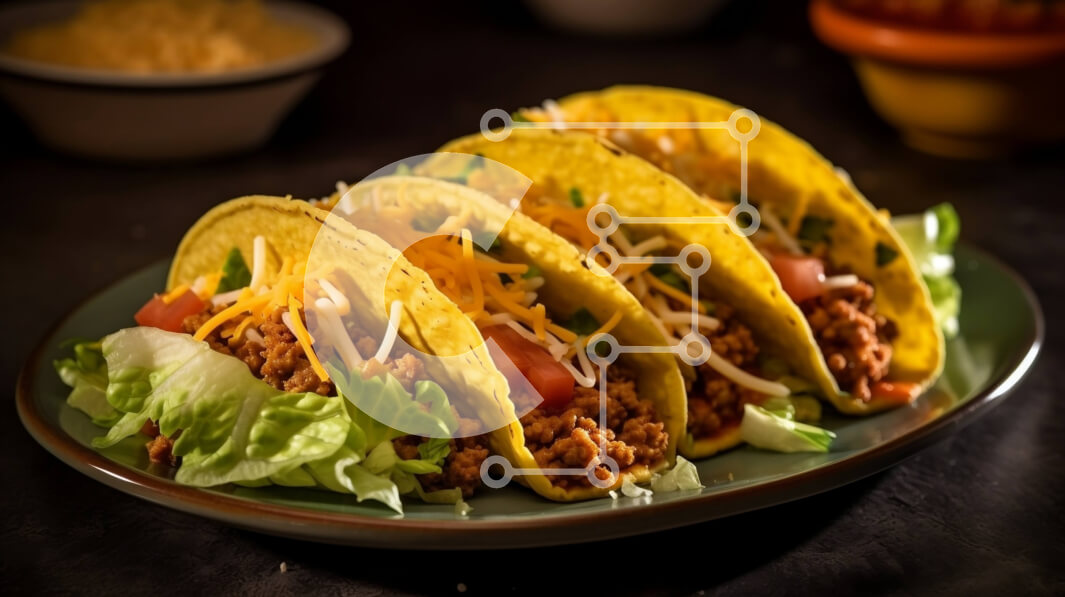 Σετ των 2 Intra Συλλεκτικό Ξύλινο Παζλ Plywood  4mm - Νόστιμα Tacos με βόειο κρέας, μαρούλι και τυρί σε ένα πιάτο Σε Ξύλινο Κουτί - Διαστάσεις: 10x10 cm – 25 κομμάτια