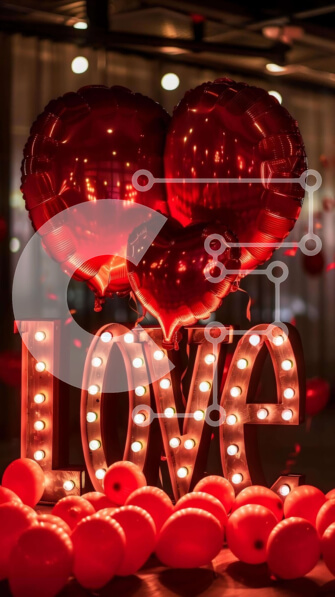 Intra Συλλεκτικό Ξύλινο Παζλ Plywood  4mm - Σήμα αγάπης σε σχήμα καρδιάς με κόκκινα μπαλόνια Σε Ξύλινο Κουτί - Διαστάσεις: 10x10 cm – 25 κομμάτια