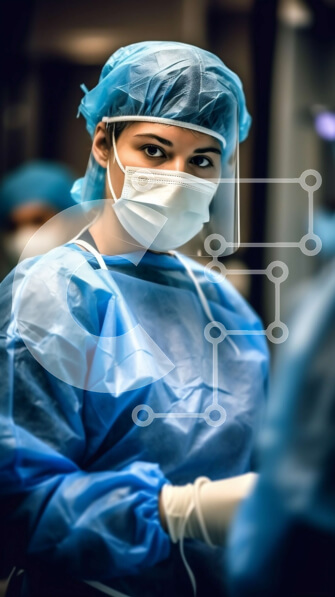 Intra Συλλεκτικό Ξύλινο Παζλ Plywood  4mm - Γυναίκα χειρουργός που εκτελεί χειρουργική επέμβαση στο χειρουργείο Σε Ξύλινο Κουτί - Διαστάσεις Puzzle: 10x10 cm – 25 κομμάτια