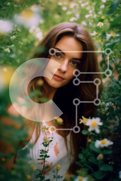 Intra Συλλεκτικό Ξύλινο Παζλ Plywood  4mm - Όμορφη νεαρή γυναίκα ανάμεσα σε αγριολούλουδα με λευκό φόρεμα Σε Ξύλινο Κουτί - Διαστάσεις Puzzle: 10x10 cm – 25 κομμάτια