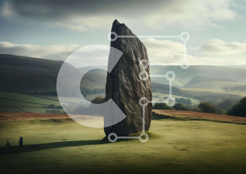 Intra Συλλεκτικό Ξύλινο Παζλ Plywood  4mm - Μεγάλος βράχος σε ανοιχτό πεδίο με γύρω λόφους Σε Ξύλινο Κουτί - Διαστάσεις: 10x10 cm – 25 κομμάτια