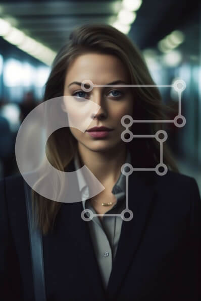 Intra Συλλεκτικό Ξύλινο Παζλ Plywood  4mm - Σοβαρή νεαρή γυναίκα με μαύρο κοστούμι και λευκή μπλούζα Σε Ξύλινο Κουτί - Διαστάσεις Puzzle: 10x10 cm – 25 κομμάτια