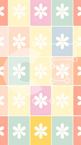 Intra Συλλεκτικό Ξύλινο Παζλ Plywood  4mm - Πολύχρωμο λουλουδάτο μοτίβο με τετράγωνα και πορτοκαλί λουλούδια Σε Ξύλινο Κουτί - Διαστάσεις Puzzle: 10x10 cm – 25 κομμάτια