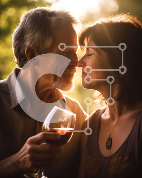 Intra Συλλεκτικό Ξύλινο Παζλ Plywood  4mm - Ευτυχισμένο ηλικιωμένο ζευγάρι που απολαμβάνει κρασί σε μια όμορφη μέρα Σε Ξύλινο Κουτί - Διαστάσεις Puzzle: 10x10 cm – 25 κομμάτια