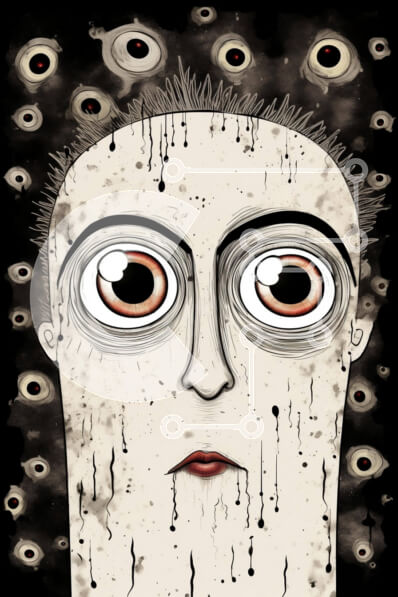 Intra Συλλεκτικό Ξύλινο Παζλ Plywood  4mm - Αφηρημένη τέχνη με το πρόσωπο και τις τελείες του ανθρώπου Σε Ξύλινο Κουτί - Διαστάσεις Puzzle: 10x10 cm – 25 κομμάτια