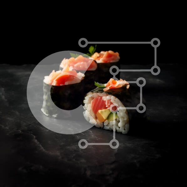 Σετ των 2 Intra Συλλεκτικό Ξύλινο Παζλ Plywood  4mm - Λαχταριστά ρολά σούσι με σολομό, αβοκάντο και λαχανικά Σε Ξύλινο Κουτί - Διαστάσεις: 10x10 cm – 25 κομμάτια