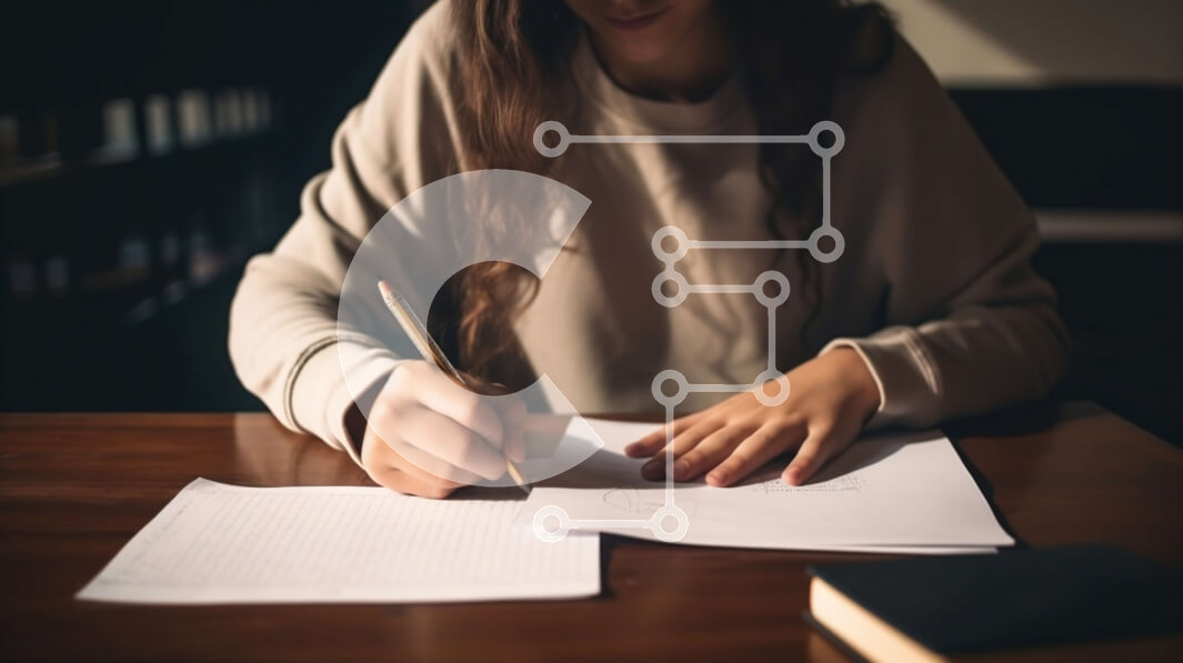 Intra Συλλεκτικό Ξύλινο Παζλ Plywood  4mm - Νεαρή γυναίκα που γράφει στο σημειωματάριο σε αμυδρά φωτισμένο δωμάτιο Σε Ξύλινο Κουτί - Διαστάσεις Puzzle: 10x10 cm – 25 κομμάτια