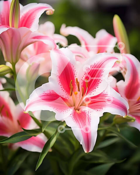 Intra Συλλεκτικό Ξύλινο Παζλ Plywood  4mm - Ροζ και λευκά κρίνα σε ένα πράσινο περιβάλλον Σε Ξύλινο Κουτί - Διαστάσεις: 10x10 cm – 25 κομμάτια