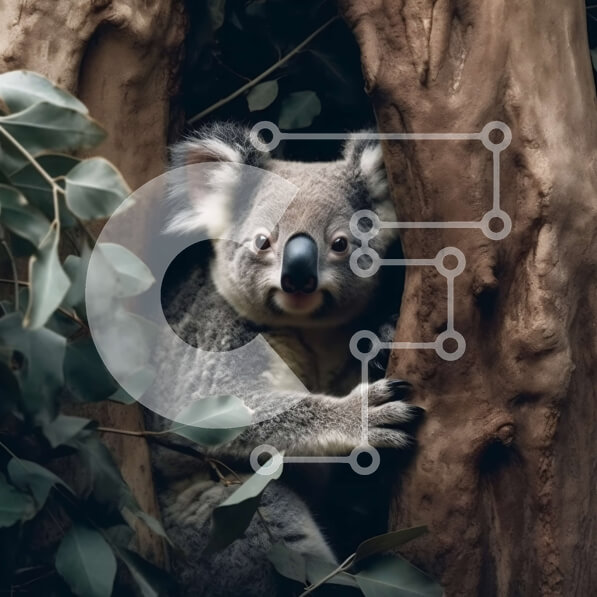 Intra Συλλεκτικό Ξύλινο Παζλ Plywood  4mm - Αξιολάτρευτη εικόνα της αρκούδας κοάλα που κρυφοκοιτάζει πίσω από τον κορμό δέντρου Σε Ξύλινο Κουτί - Διαστάσεις: 10x10 cm – 25 κομμάτια