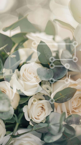 Intra Συλλεκτικό Ξύλινο Παζλ Plywood  4mm - Μπουκέτο με λευκά τριαντάφυλλα και πράσινα φύλλα Σε Ξύλινο Κουτί - Διαστάσεις Puzzle: 10x10 cm – 25 κομμάτια