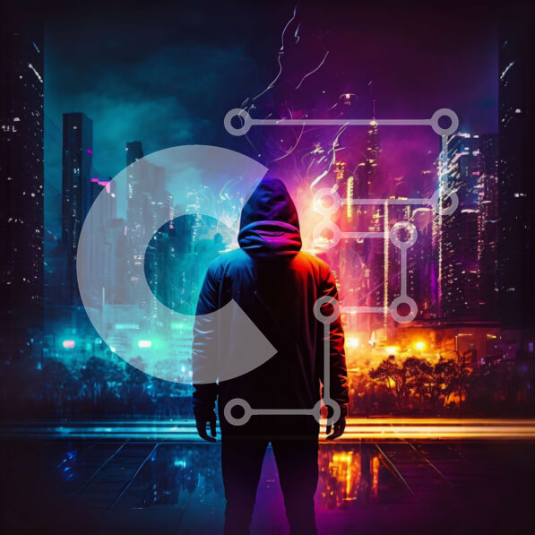 Intra Συλλεκτικό Ξύλινο Παζλ Plywood  4mm - Μυστηριώδης φιγούρα με κουκούλα στοχάζεται τα φωτεινά φώτα της πόλης Σε Ξύλινο Κουτί - Διαστάσεις Puzzle: 10x10 cm – 25 κομμάτια