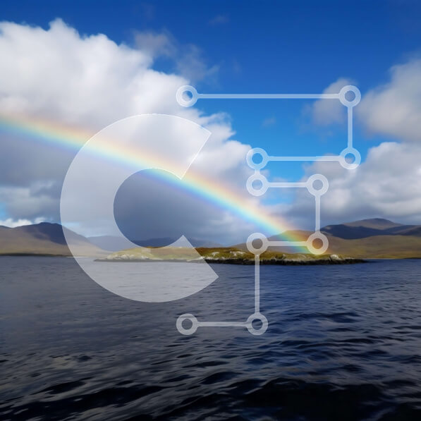 Intra Συλλεκτικό Ξύλινο Παζλ Plywood  4mm - Όμορφο ουράνιο τόξο πάνω από ένα νησί στη μέση ενός υδάτινου όγκου με φόντο το βουνό Σε Ξύλινο Κουτί - Διαστάσεις: 10x10 cm – 25 κομμάτια