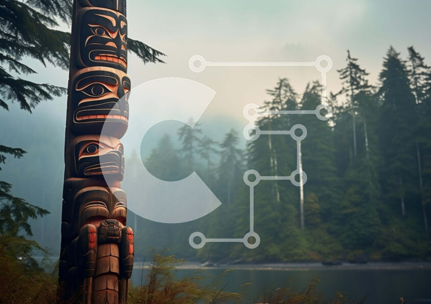 Intra Συλλεκτικό Ξύλινο Παζλ Plywood  4mm - Ξύλινος πόλος τοτέμ κοντά στο νερό και τα δέντρα Σε Ξύλινο Κουτί - Διαστάσεις: 10x10 cm – 25 κομμάτια