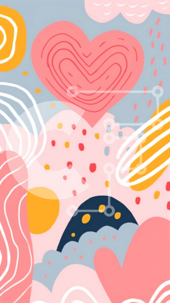 Intra Συλλεκτικό Ξύλινο Παζλ Plywood  4mm - Πολύχρωμο αφηρημένο σχέδιο με τις καρδιές και τα σύννεφα Σε Ξύλινο Κουτί - Διαστάσεις Puzzle: 10x10 cm – 25 κομμάτια