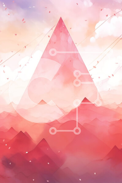 Intra Συλλεκτικό Ξύλινο Παζλ Plywood  4mm - Αφηρημένη οροσειρά ζωγραφική με ροζ πυραμίδα και πουλιά Σε Ξύλινο Κουτί - Διαστάσεις Puzzle: 10x10 cm – 25 κομμάτια