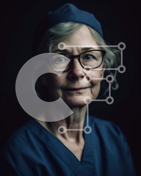 Intra Συλλεκτικό Ξύλινο Παζλ Plywood  4mm - Ηλικιωμένη γυναίκα με ιατρική ενδυμασία με σοβαρή έκφραση Σε Ξύλινο Κουτί - Διαστάσεις Puzzle: 10x10 cm – 25 κομμάτια