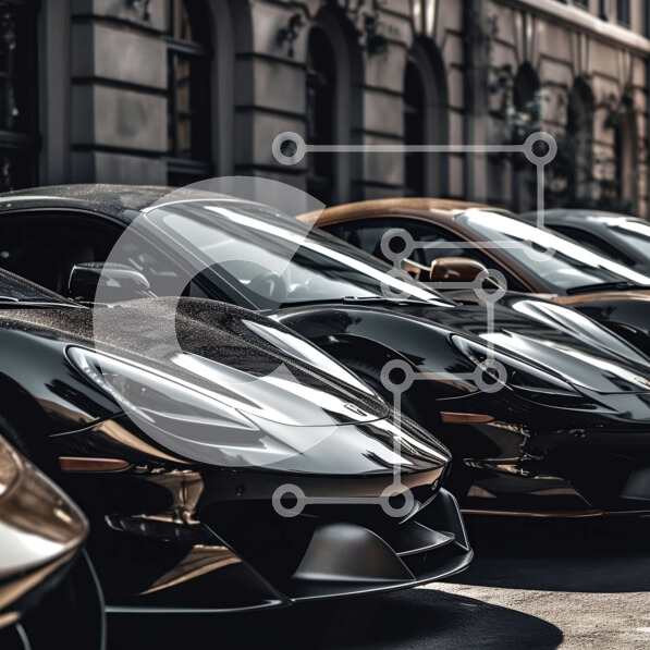 Intra Συλλεκτικό Ξύλινο Παζλ Plywood  4mm - Μαύρα σπορ αυτοκίνητα παρατεταγμένα στην άκρη του δρόμου Σε Ξύλινο Κουτί - Διαστάσεις Puzzle: 10x10 cm – 25 κομμάτια