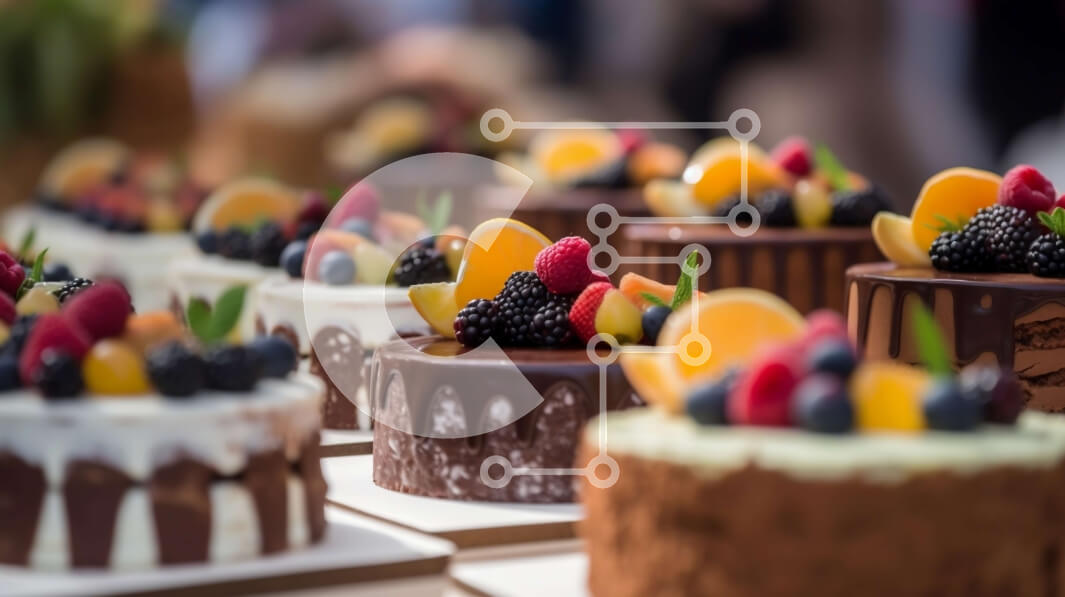 Σετ των 2 Intra Συλλεκτικό Ξύλινο Παζλ Plywood  4mm - Νόστιμα κέικ με γαρνιτούρες φρούτων σε λευκό τραπεζομάντιλο Σε Ξύλινο Κουτί - Διαστάσεις: 10x10 cm – 25 κομμάτια