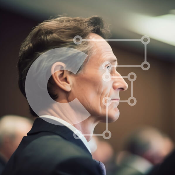 Intra Συλλεκτικό Ξύλινο Παζλ Plywood  4mm - Σοβαρός επιχειρηματίας που στέκεται μπροστά από μια ομάδα ανθρώπων Σε Ξύλινο Κουτί - Διαστάσεις Puzzle: 10x10 cm – 25 κομμάτια