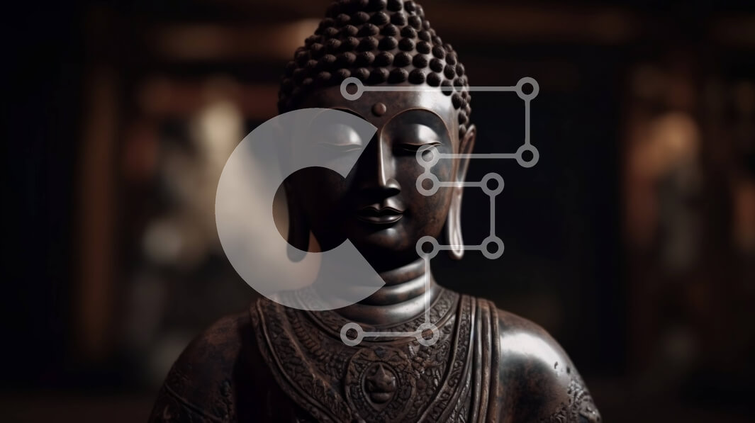 Intra Συλλεκτικό Ξύλινο Παζλ Plywood  4mm - Γαλήνιο ξύλινο άγαλμα του Βούδα με κλειστά μάτια Σε Ξύλινο Κουτί - Διαστάσεις Puzzle: 10x10 cm – 25 κομμάτια