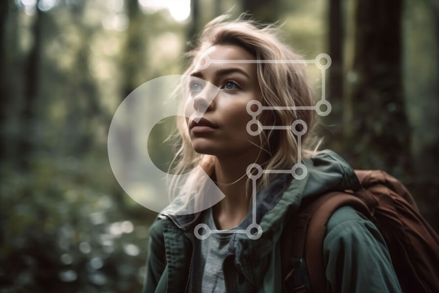 Intra Συλλεκτικό Ξύλινο Παζλ Plywood  4mm - Στοχαστική γυναίκα στο πυκνό δάσος με τα ψηλά δέντρα και τις φτέρες Σε Ξύλινο Κουτί - Διαστάσεις: 10x10 cm – 25 κομμάτια