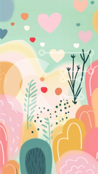 Σετ των 2 Intra Συλλεκτικό Ξύλινο Παζλ Plywood  4mm - Πολύχρωμο τοπίο με φυτά και καρδιές Σε Ξύλινο Κουτί - Διαστάσεις: 10x10 cm – 25 κομμάτια