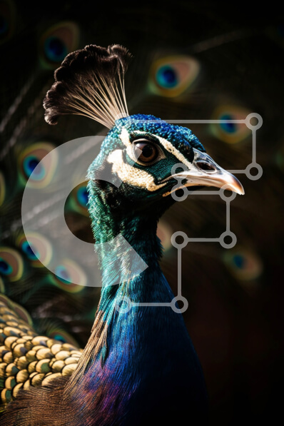 Σετ των 2 Intra Συλλεκτικό Ξύλινο Παζλ Plywood  4mm - Εκπληκτική κινηματογράφηση σε πρώτο πλάνο με το κεφάλι και τα φτερά ενός παγωνιού Σε Ξύλινο Κουτί - Διαστάσεις: 10x10 cm – 25 κομμάτια