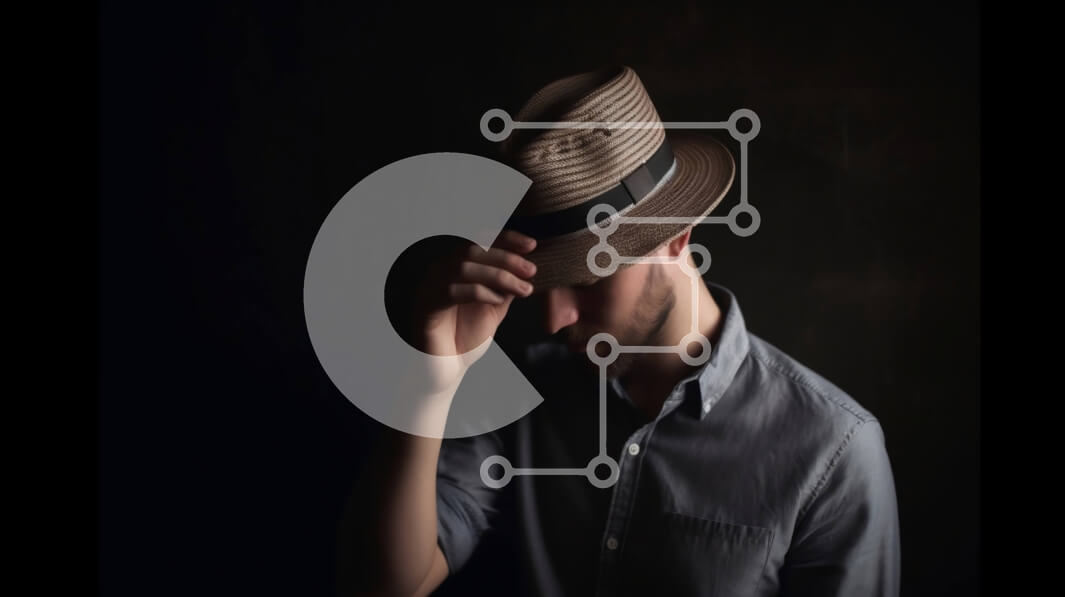 Intra Συλλεκτικό Ξύλινο Παζλ Plywood  4mm - Άνδρας που φορά καφέ καπέλο και μπλε πουκάμισο σε σκούρο φόντο Σε Ξύλινο Κουτί - Διαστάσεις Puzzle: 10x10 cm – 25 κομμάτια