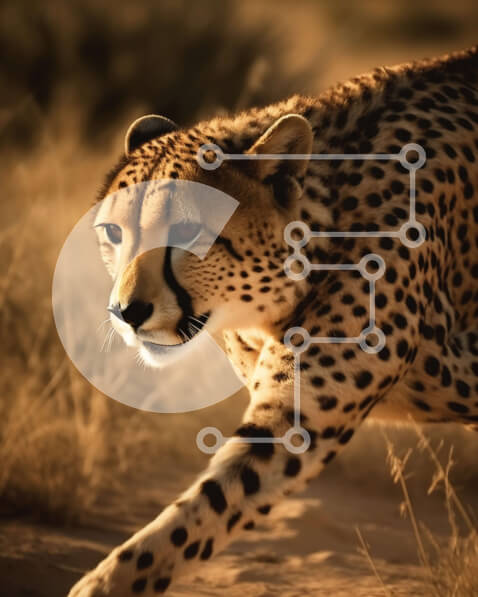 Σετ των 2 Intra Συλλεκτικό Ξύλινο Παζλ Plywood  4mm - Εκπληκτική φωτογραφία ενός τσιτάχ που περπατά στην έρημο Σε Ξύλινο Κουτί - Διαστάσεις: 10x10 cm – 25 κομμάτια