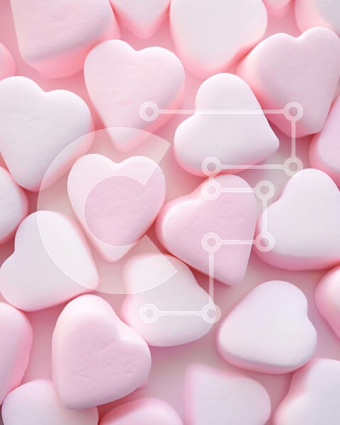 Σετ των 2 Intra Συλλεκτικό Ξύλινο Παζλ Plywood  4mm - Marshmallows και καραμέλες σε σχήμα καρδιάς για την ημέρα του Αγίου Βαλεντίνου Σε Ξύλινο Κουτί - Διαστάσεις: 10x10 cm – 25 κομμάτια