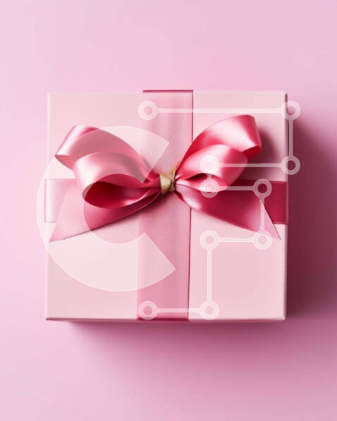 Intra Συλλεκτικό Ξύλινο Παζλ Plywood  4mm - Ροζ κουτί δώρου με κορδέλα και φιόγκο σε ροζ φόντο Σε Ξύλινο Κουτί - Διαστάσεις Puzzle: 10x10 cm – 25 κομμάτια