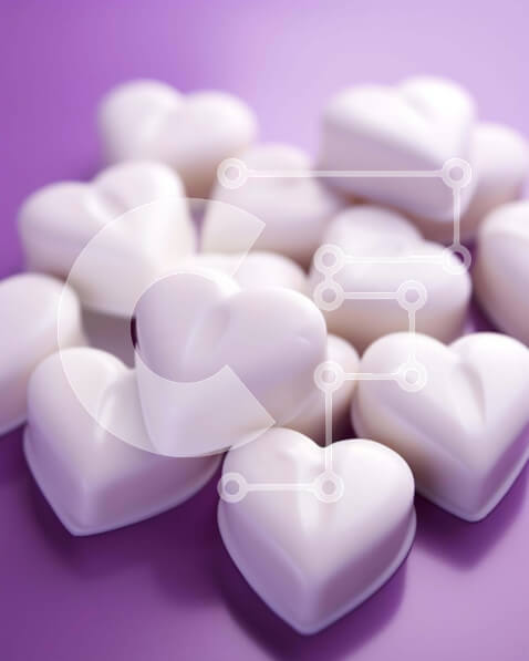 Intra Συλλεκτικό Ξύλινο Παζλ Plywood  4mm - Σωρός από λευκές καραμέλες σε σχήμα καρδιάς Σε Ξύλινο Κουτί - Διαστάσεις Puzzle: 10x10 cm – 25 κομμάτια