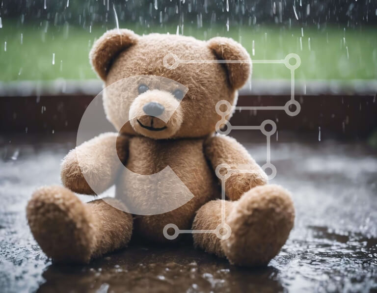 Intra Συλλεκτικό Ξύλινο Παζλ Plywood  4mm - Βρεγμένο αρκουδάκι στη βροχή Σε Ξύλινο Κουτί - Διαστάσεις: 10x10 cm – 25 κομμάτια